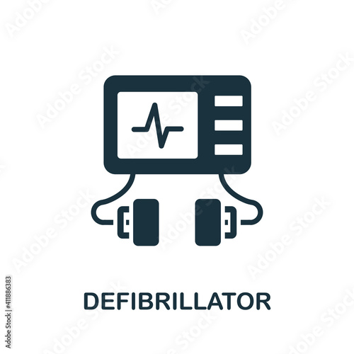 Defibrillator icon. Simple element from medical services collection. Filled monochrome Defibrillator icon for templates, infographics and banners