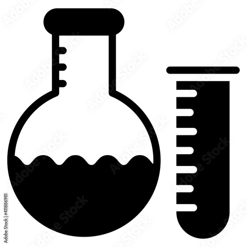Lab flask with test tube denoting concept of experiment icon