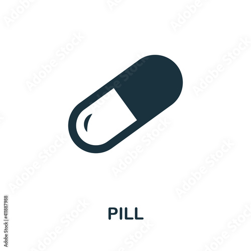 Pill icon. Simple element from medical services collection. Filled monochrome Pill icon for templates, infographics and banners