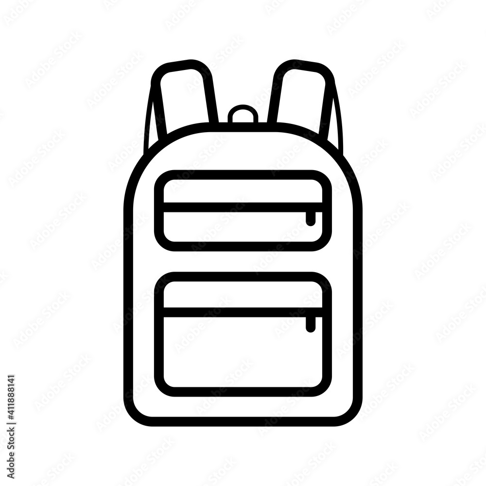 Line Backpack Icon Vector Desgin on White Background Line Backpack Icon Vector Desgin on White Background