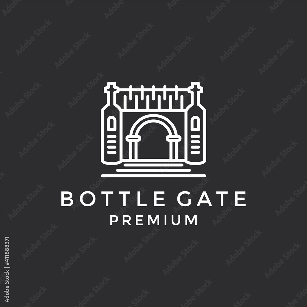 gate line abstract icon  outline vector sign  linear style pictogram isolated on black background