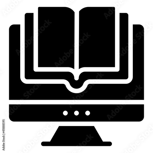 Booklet inside monitor, electronic book icon