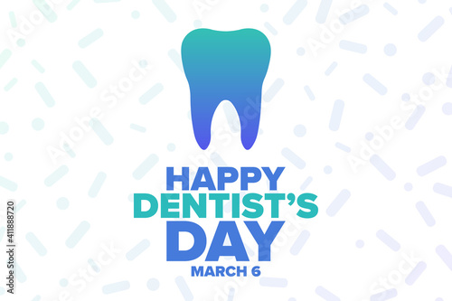 National Dentist’s Day. March 6. Holiday concept. Template for background, banner, card, poster with text inscription. Vector EPS10 illustration.