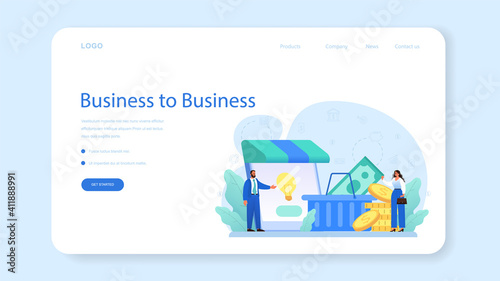 Selling business web banner or landing page. B2B or business to business