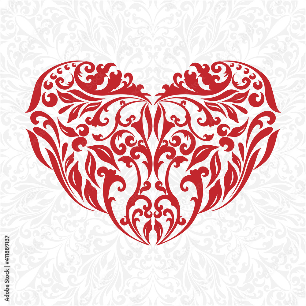 Red heart with gray background