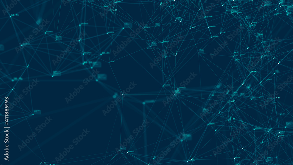 Technology connection digital big data concept. Abstract of digital data flow on blue background.