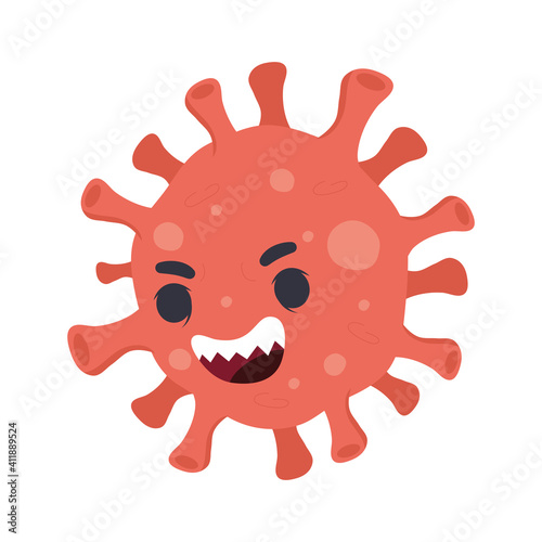 red covid19 virus pandemic particle comic character