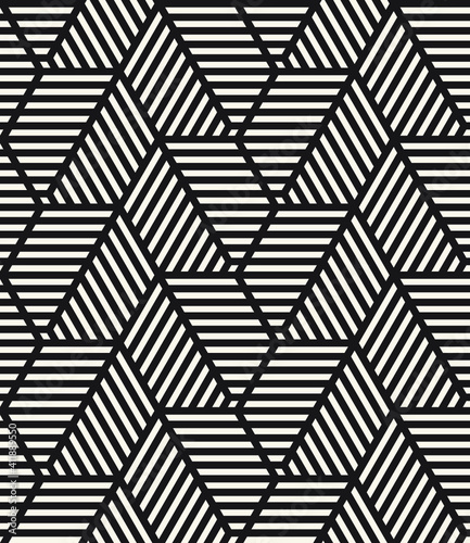 Vector seamless pattern. Modern stylish texture. Repeating geometric tiles with bold striped hexagons. Monochrome hexagonal trellis. Trendy graphic design. Can be used as swatch for illustrator.