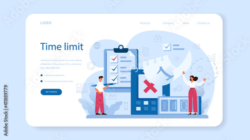 Time management web banner or landing page. Business people work