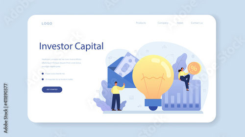 Venture capital web banner or landing page. Investors financing