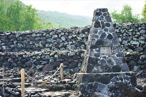 Hikiau Heiau, Hawaiian traditional worship place at Kealakekua Bay in Island of Hawaii, USA - ハワイ 祭壇 ヒキアウ ヘイアウ ケアラケクア湾  photo