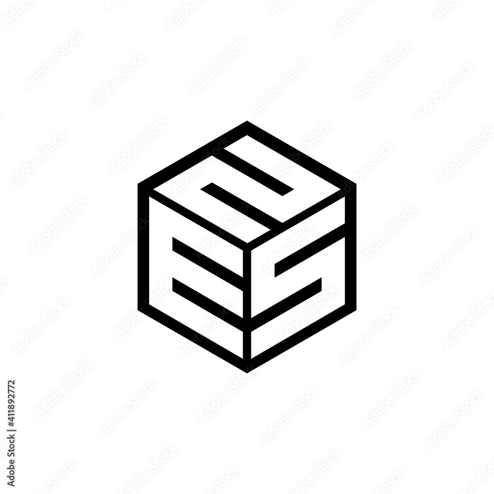 ESN letter logo design with white background in illustrator, cube logo ...