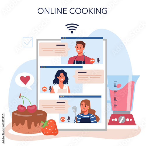 Confectioner online service or platform. Professional confectioner chef.