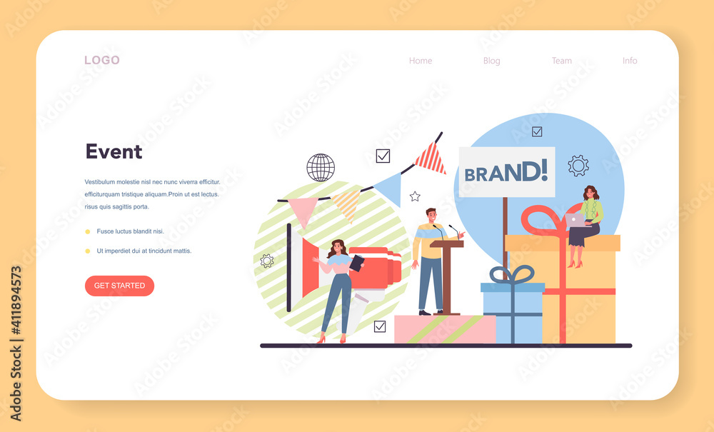 Event management web banner or landing page. Celebration Event management web banner or landing page. Celebration
