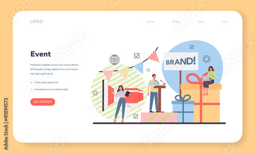 Event management web banner or landing page. Celebration