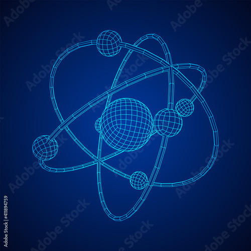 Planetary model of atom with nucleus and electrons
