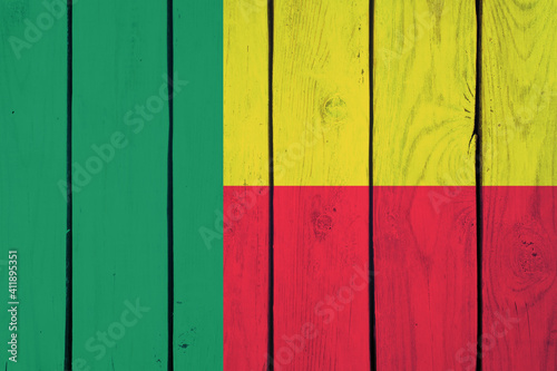 national flag of benin on wooden texture