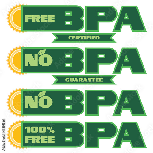 4444 100% free BPA. Illustrative-graphic poster, set of images, green color, flat.