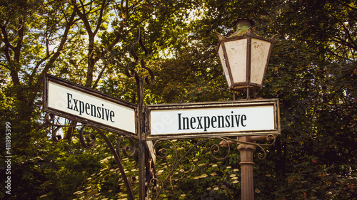 Street Sign Inexpensive versus Expensive