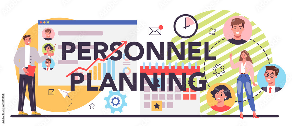 Personnel planning typographic header. Idea of recruitment and job
