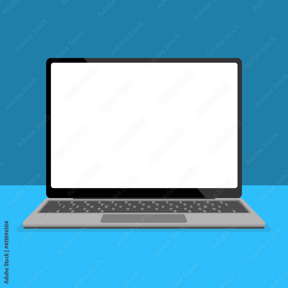 front view of laptop computer with copy space on screen against blue background vector illustration front view of laptop computer with copy space on screen against blue background vector illustration