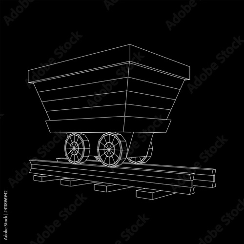 Trolley mine on rails vector