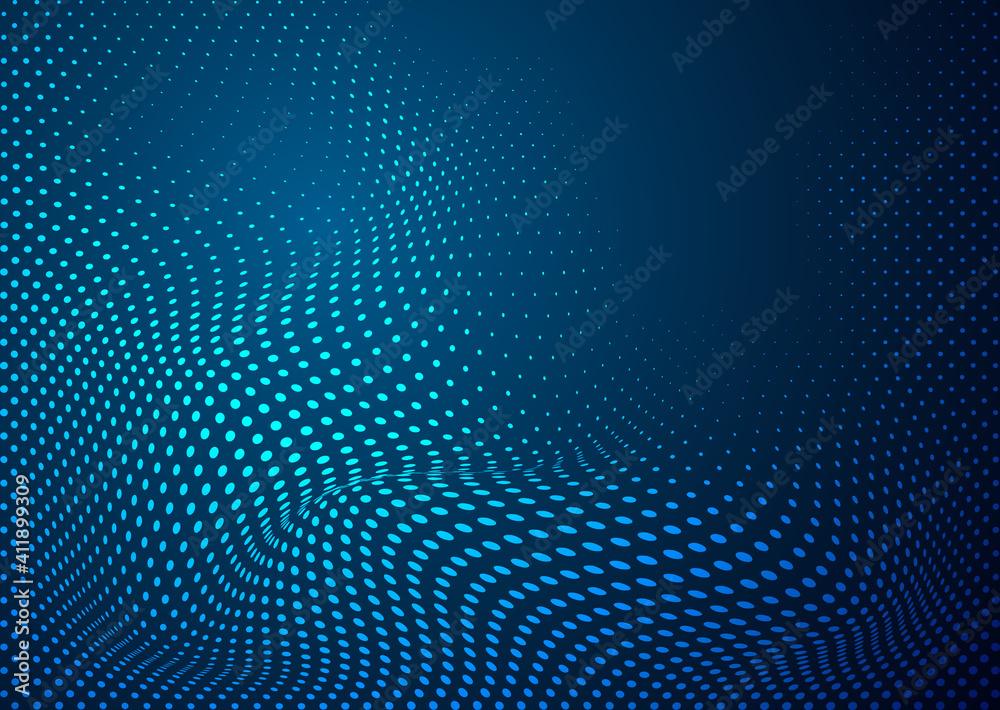 Abstract digital on blue background. Wire frame 3D mesh network line, design sphere, dot and structure. Vector illustration eps 10.