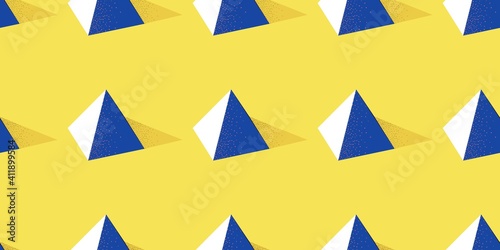 Free Download Seamless pattern with pyramid shape on yellow background in modern dotted texture style - GFXLoad