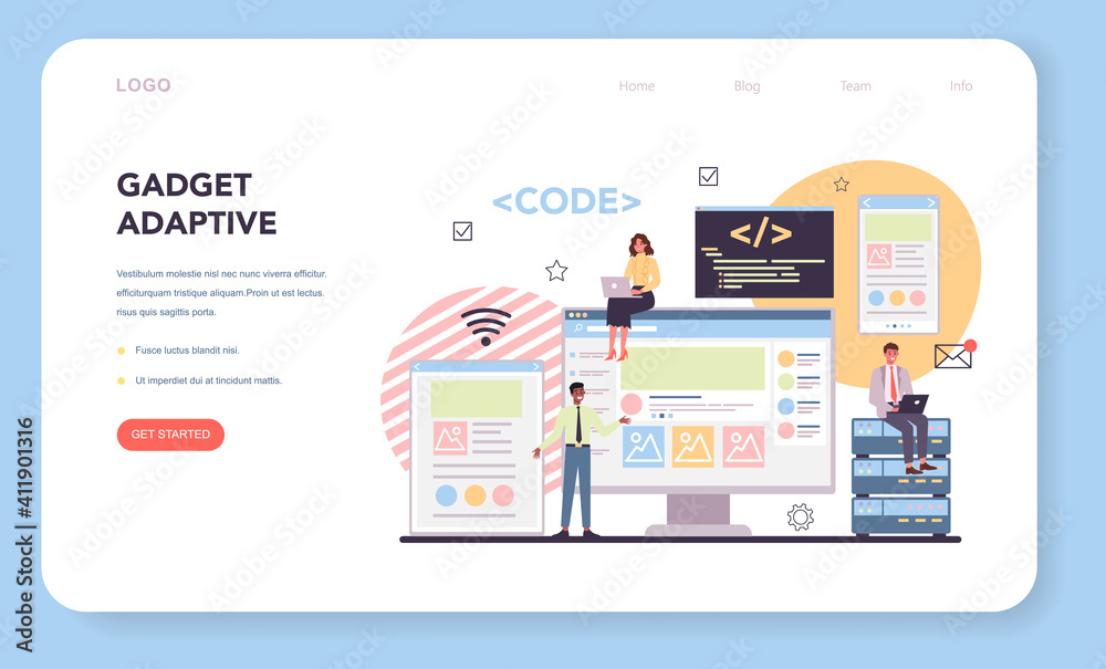 Programming web banner or landing page. Idea of working Programming web banner or landing page. Idea of working