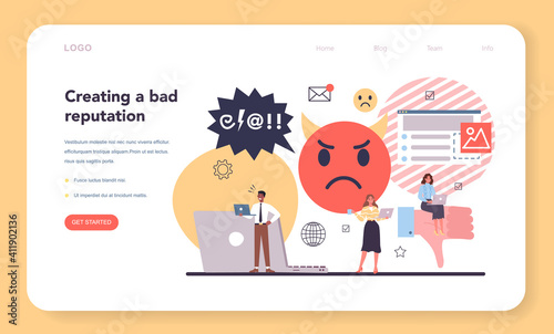 Bad reputation web banner or landing page. Building relationship