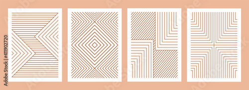 Geometric minimal prints set, mid century modern art, boho geometric stripes