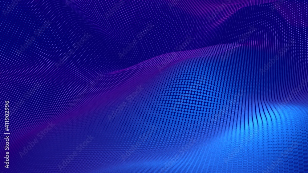 Blue and violet wave points terrain or landscape over blue background, technology or business template Blue and violet wave points terrain or landscape over blue background, technology or business template