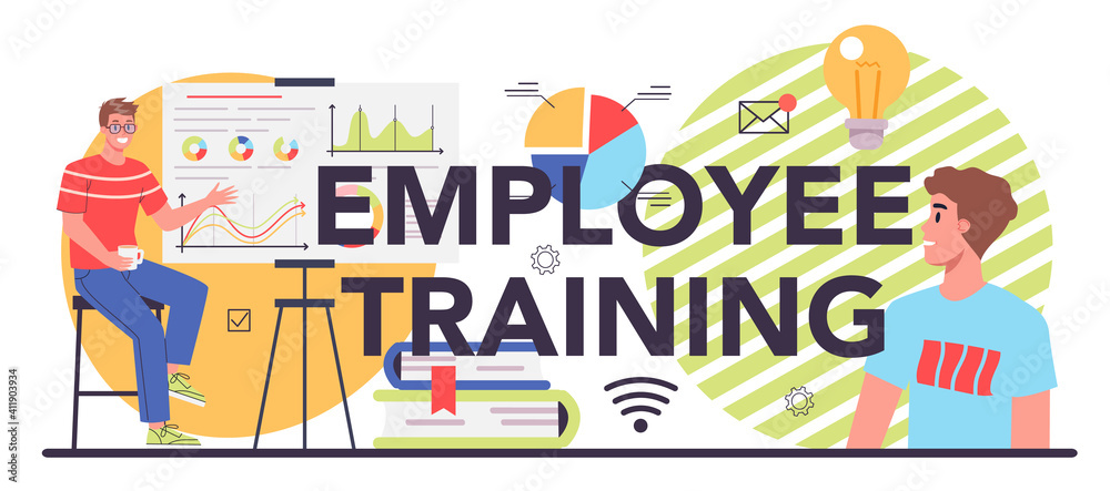Employee training typographic header. Business personnel management Employee training typographic header. Business personnel management