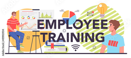 Employee training typographic header. Business personnel management