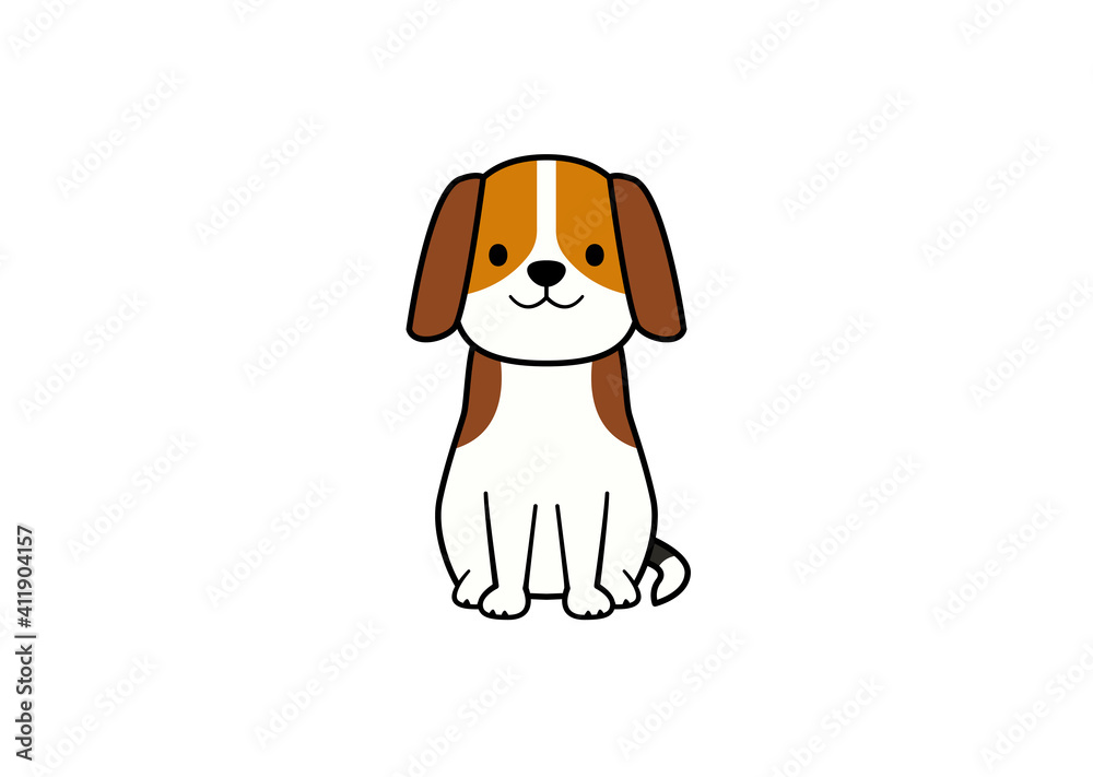 正面を向いて座る犬のイラスト カラー1 Stock Vector Adobe Stock