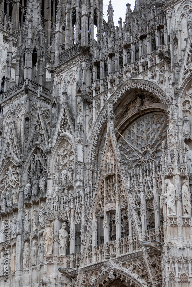Rouen Cathedral Normandy France 9.25.2019 one of the greatest examples of the high gothic church from 13th cent. Extensive exterior decoration of the finest quality 
