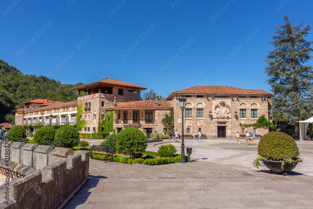 Covadonga, Spain - September 4, 2020: The Chapter House of San Pedro Monastery, which consists of the Chapter House, a library and a reception hall.