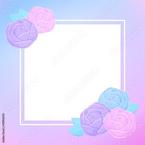 ゆめかわいい薔薇のフレームイラスト