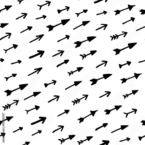 Seamless pattern with hand-drawn arrows. Vector illustration