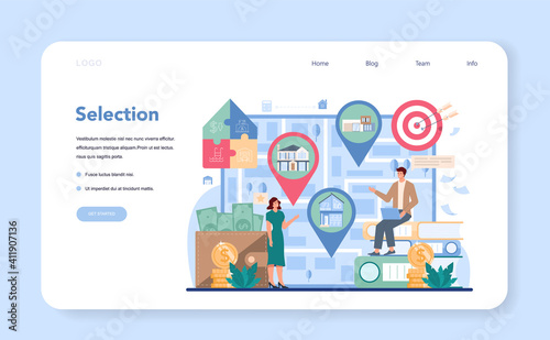 Qualified real estate agent or realtor web banner or landing page