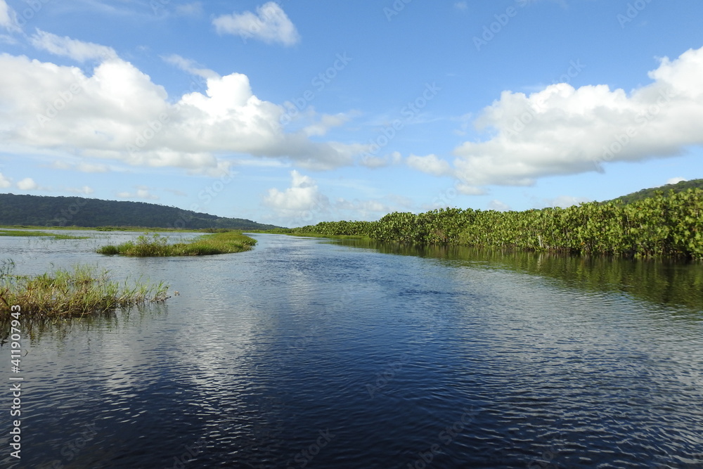 landscape with river and blue sky