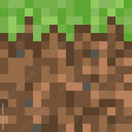 Pixel minecraft style land block background. Concept of game ground  pixelated horizontal seamless background. Vector illustration  Stock-Vektorgrafik | Adobe Stock