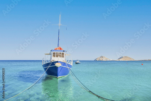 Panorama of Nissi Beach Bay. Clear water ,summertime, great weather