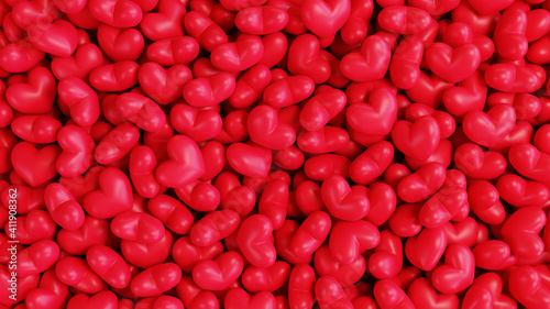Red colored 3d candy hearts background