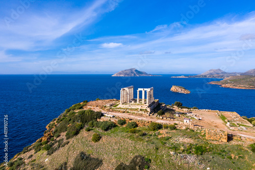 Cape Sounio, Poseidon temple archaeological site, Attica, Greece photo