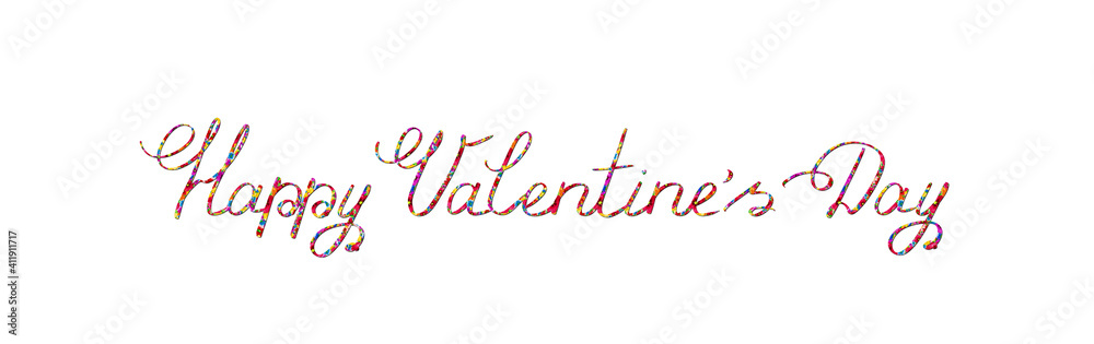 Valentine's Day phrase made with a red marker on a white background.