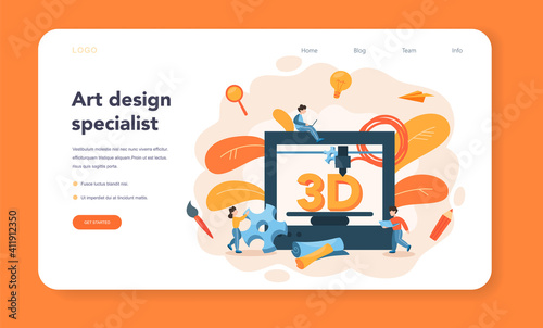 Wallpaper Mural Designer 3D modeling web banner or landing page. Digital drawing Torontodigital.ca