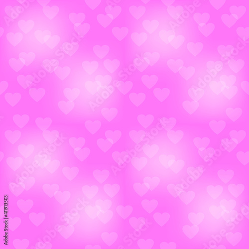 Delicate transparent white hearts on a pink background. Valentine's day seamless pattern. Vector illustration