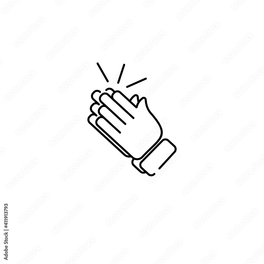 Different hands gestures of human, set of black line icons isolated on white background. Vector illustration, clap emoji Different hands gestures of human, set of black line icons isolated on white background. Vector illustration, clap emoji