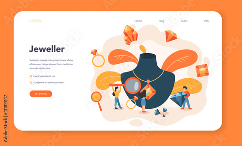 Jeweler and jewelry web banner or landing page. Idea of creative